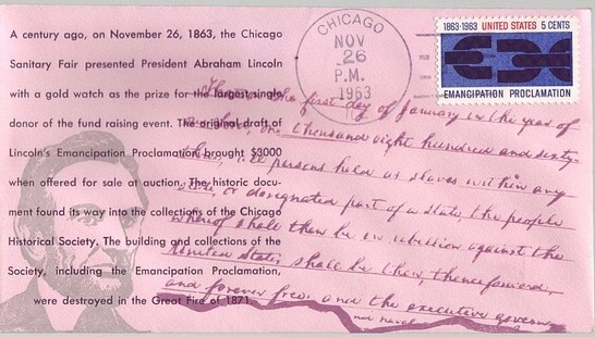 1863 - 1963 Nov 26th Lincoln Presented w/ Gold Watch at Chicago