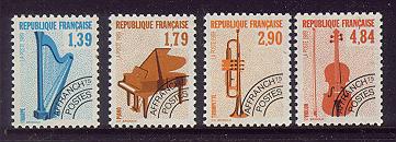 France #2169-72 Musical Instruments Precancels 4v Mnh