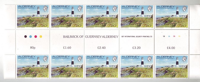 Alderney Guernsey #42 1990 Lighthouse 1v Mnh / ** Gutter Strips