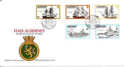 Alderney Guernsey #55-59 1990 Ships 5v Official FDC