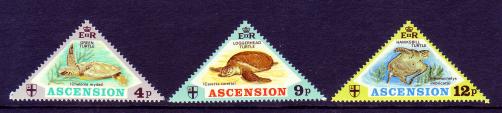 Ascension #170-72 Turtles 3v Mnh / ** Reptiles Triangles