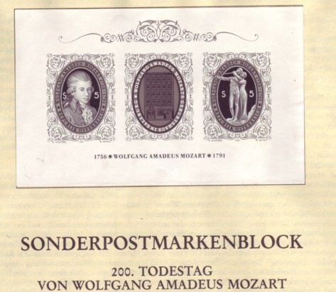 Austria #1533 Mozart Anniversary Sheetlet Black Print / Proof