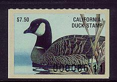 California 1986 Duck Hunting Stamp Mnh