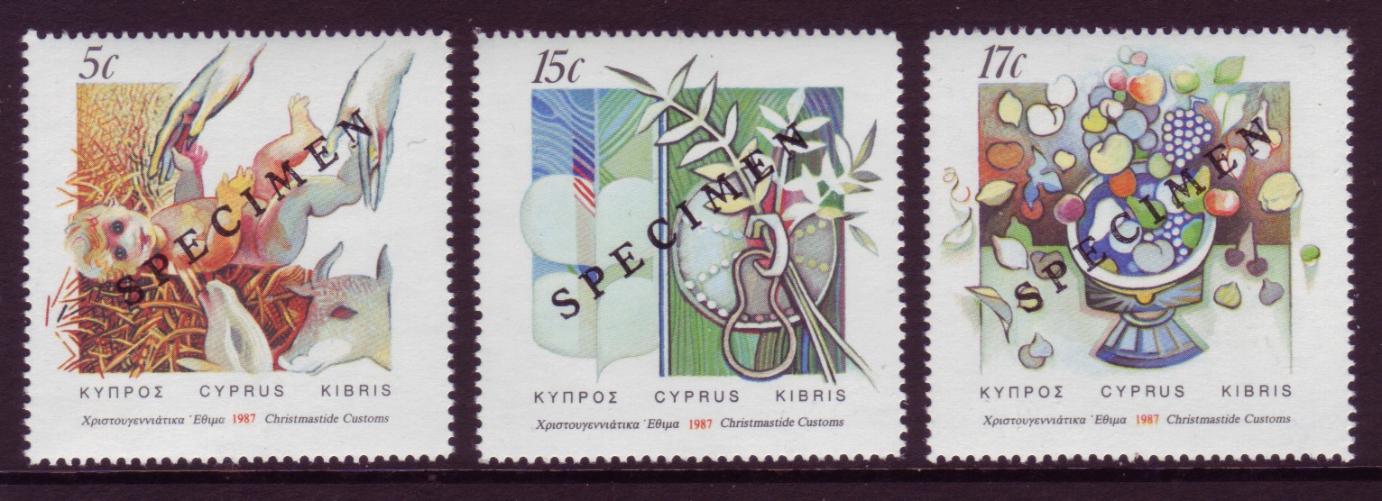 Cyprus #696-98 Christmas 1987 3v Specimens VF MNH