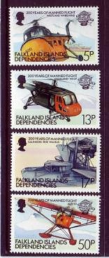 Falkland Islands #1L80-1L83 Manned Flight 200th Anniversary Omni