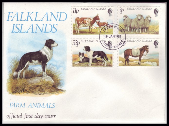 Falkland Islands #314-17 Farm Animals 4v FDC