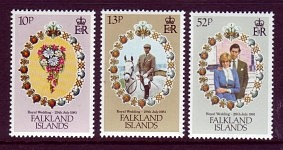Falkland Islands #324-26 Royal Wedding Omnibus 3v Prince Charles