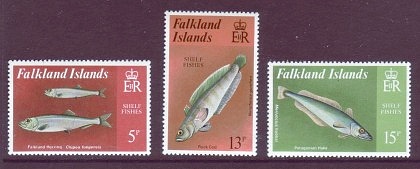 Falkland Islands #334-38 Shelf Fish Mnh