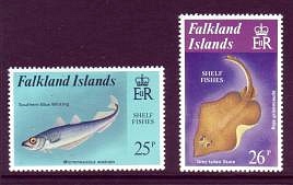 Falkland Islands #334-38 Shelf Fish Mnh