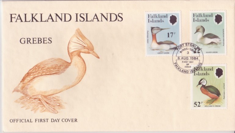 Falkland Islands #408-10 Grebes 3v Birds FDC