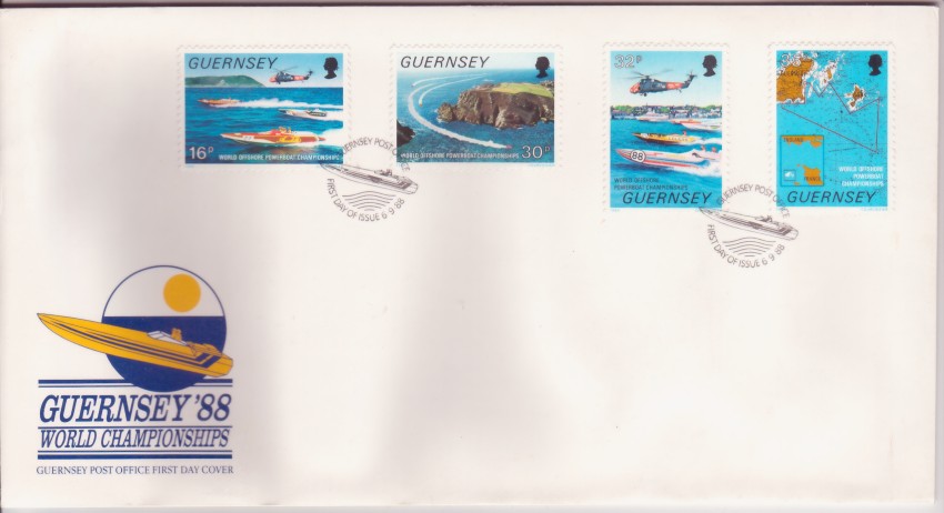 Guernsey #390-93 Powerboats 4v Official FDC