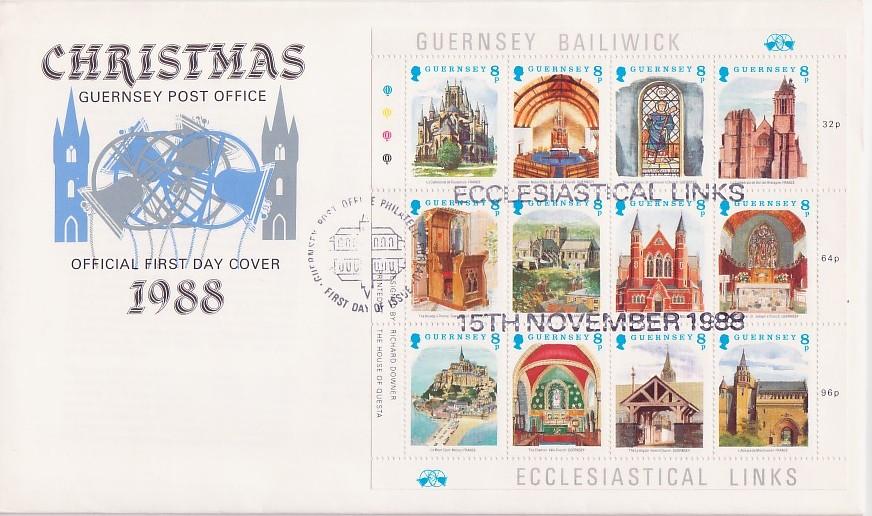 Guernsey #400 Christmas 1988 Sheetlet FDC