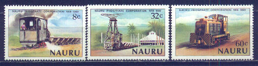Nauru 1980 #214-16 Locomotives Mnh / ** Trains