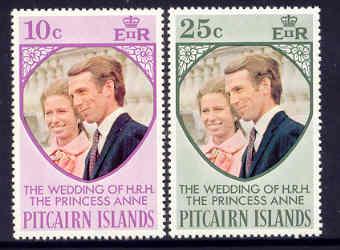 Pitcairn Islands #134-35 Royal Wedding - Princess Anne 2v Mnh