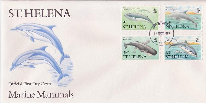 St. Helena 1987 #483-86 Marine Mammals 4v FDC Whales