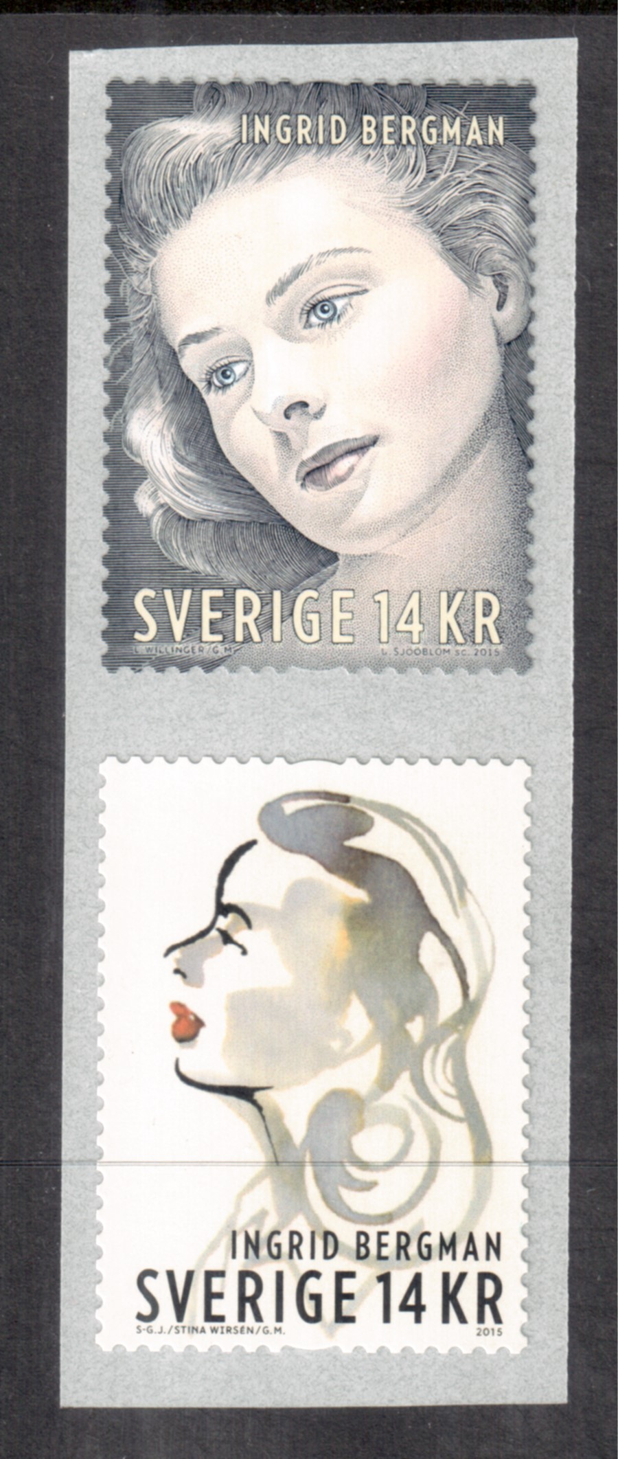 Ingrid Berman Sweden / USA Joint Issue 2015 Coil Pair MNH / **