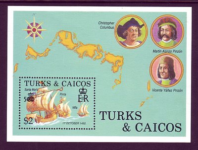 Turks & Caicos #738 Columbus Exploration S/S VF-XF Mnh Ships