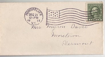 USA 1915 AMF Flag Cancel Local Drop Rate on Mini Envelope