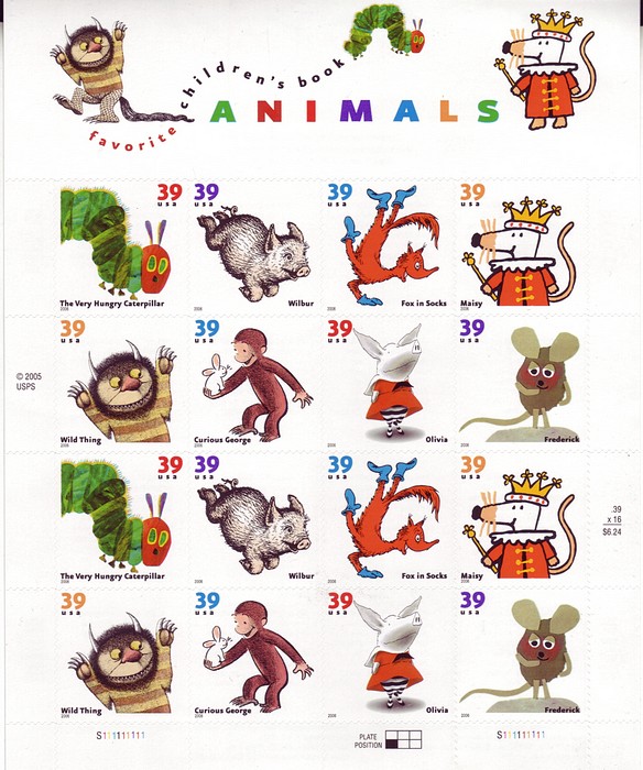 USA #3987-94 39c Children's Stories Mint Sheetlet of 16 Mnh