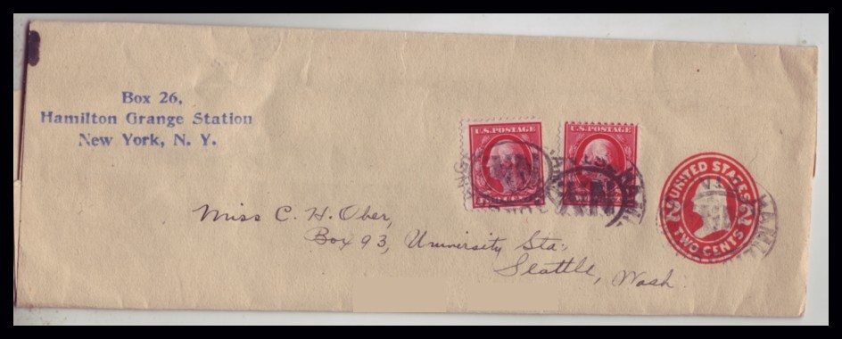 USA c1916 #W415c 2c Washington Wrapper Die 7 Uprated to Seattle - Click Image to Close