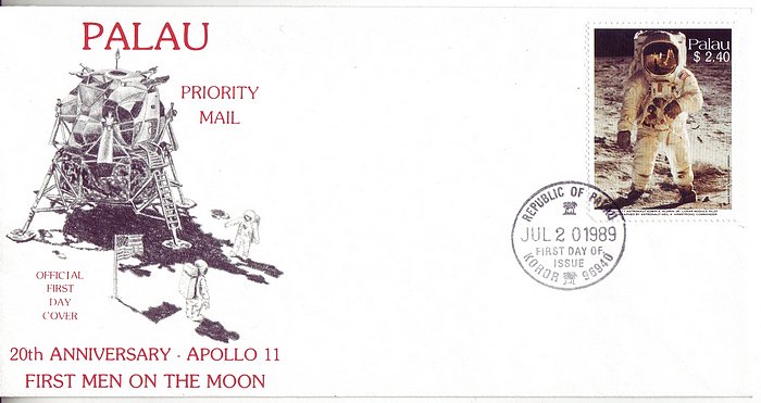Palau #219 Space Moon Landing $2.40 Priority Mail FDC