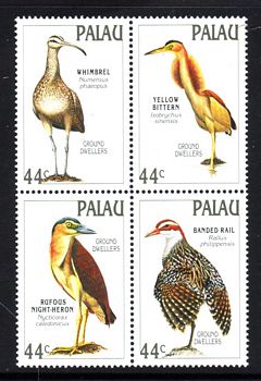 Palau #187-90 Ground Birds 4v Block of 4 Mnh