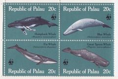 Palau #24-27 Whales WWF 4v Setenant Block Mnh / **